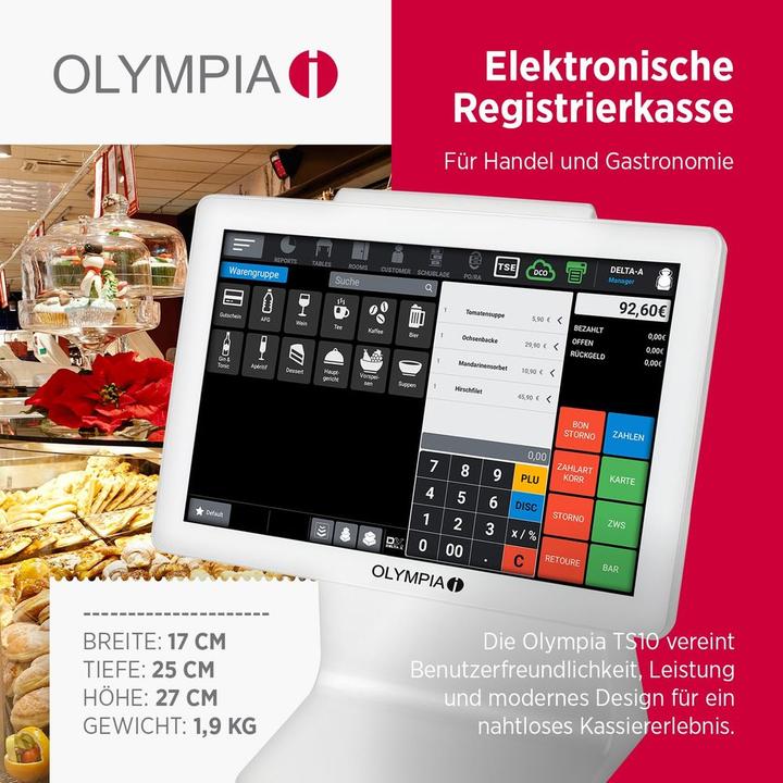 Image du produit Olympia Registrierkasse TS10 inkl. eingebautem Scanner (ohne TSE-Lizenz) weiss