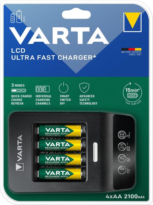 Actual product image Varta LCD Ultra Fast Charger+ (1 pcs., AA, 2100 mAh, Battery + charger)