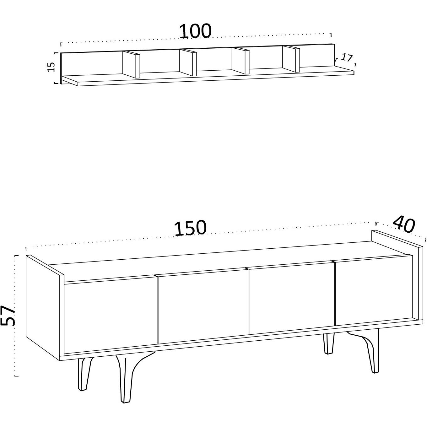 Thumbnail - Kalune Design, TV Möbel, Azael (150 x 40 x 57 cm)