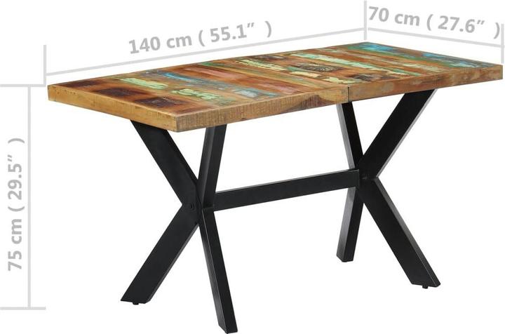 Actual product image VidaXL Esstisch 140x70x75 cm Altholz Massiv,Material: Tischplatte (140 x 70 x 75 cm)
