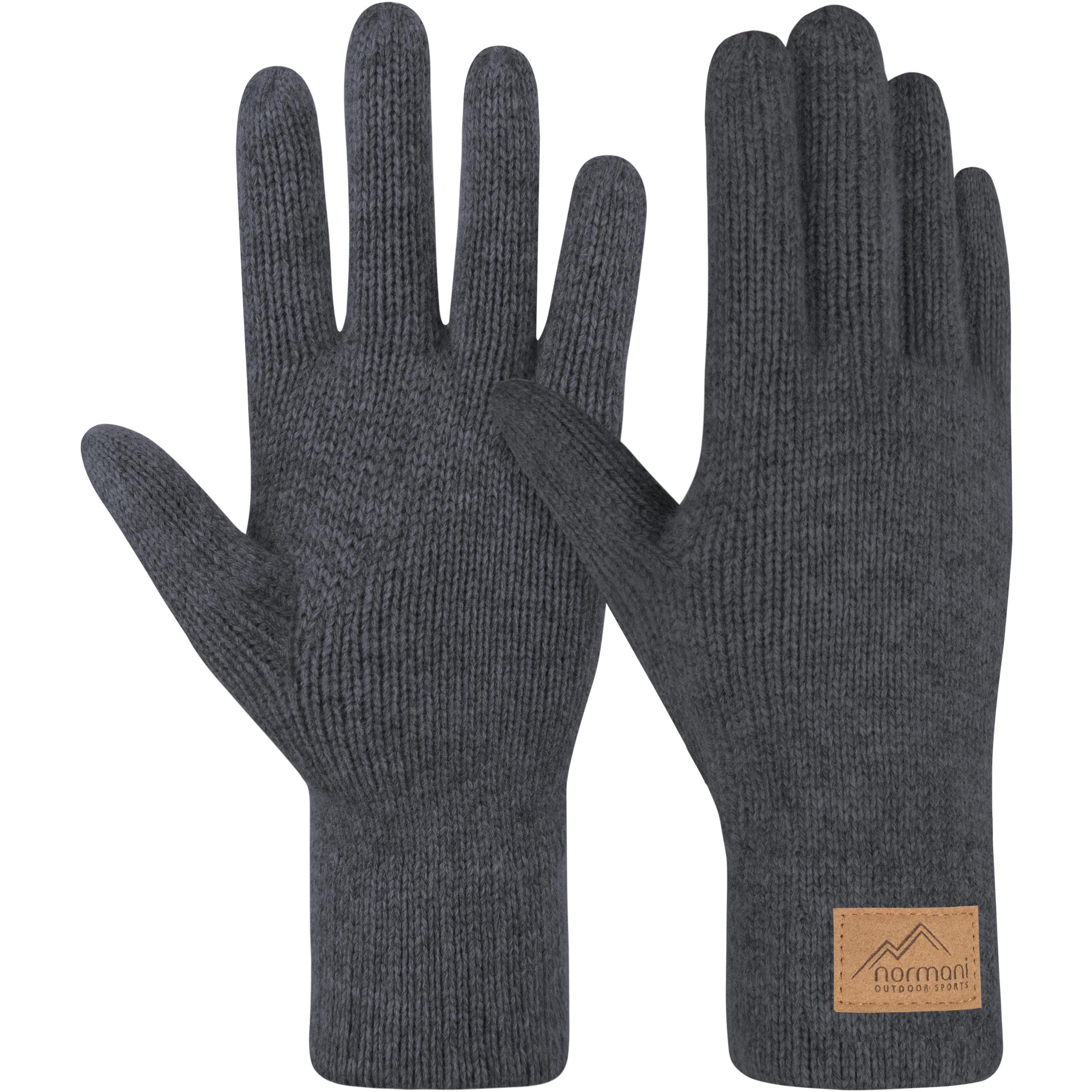 Normani, Damen, Handschuhe, Damen Merino Strick-Fingerhandschuhe „Anula" - 9641, Grau, (7.5)