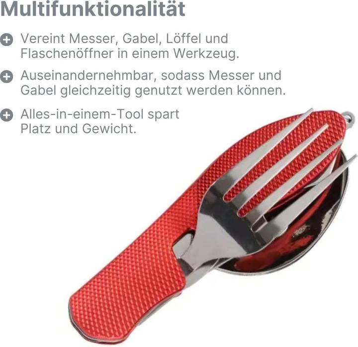 Actual product image Hermex 4in1 outdoor cutlery set fork knife spoon bottle opener camping cutlery