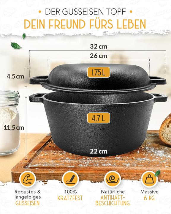 Produktbild Krustenzauber Gusseisen-Brotbacktopf mit Deckel (26 cm)