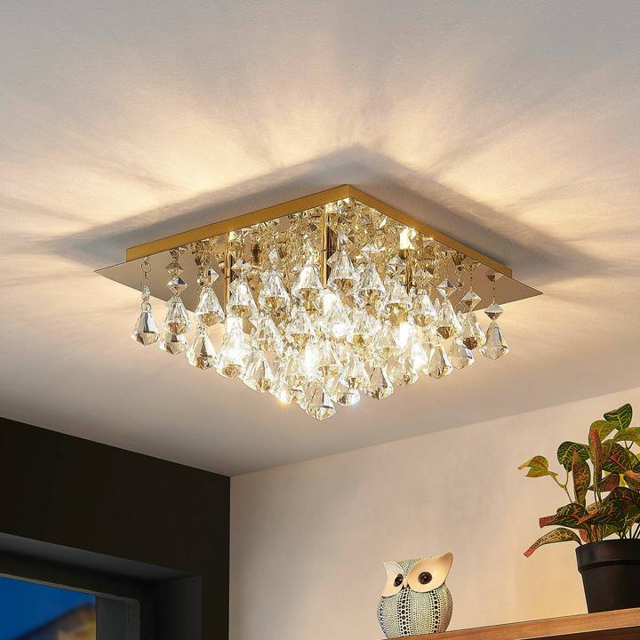 Produktbild Lindby Rimedia Kristall-Deckenleuchte, gold, 35 cm (G9)