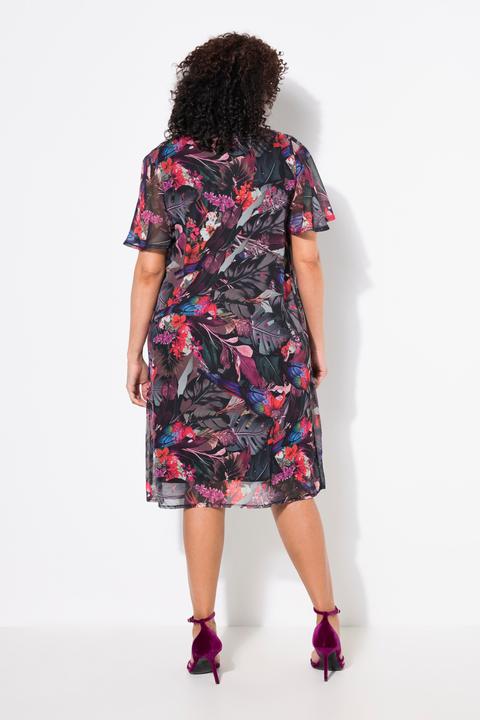 Produktbild Ulla Popken Kleid, Papageien, A-Linie, V-Ausschnitt, Glocken-Halbarm (46, 48)