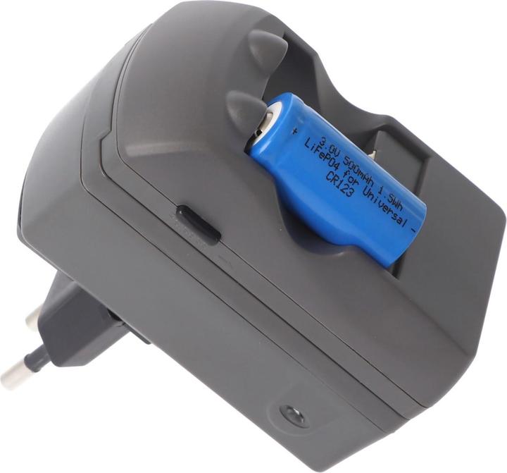 Actual product image AccuCell CR123A 2-fold charger including 2 pieces Li-ion batteries CR123A (2 pcs., CR123A, 500 mAh, Battery + charger)