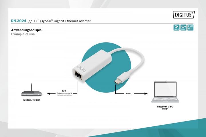 Produktbild Digitus DN-3024 (USB-C 3.0, RJ45 (1x))