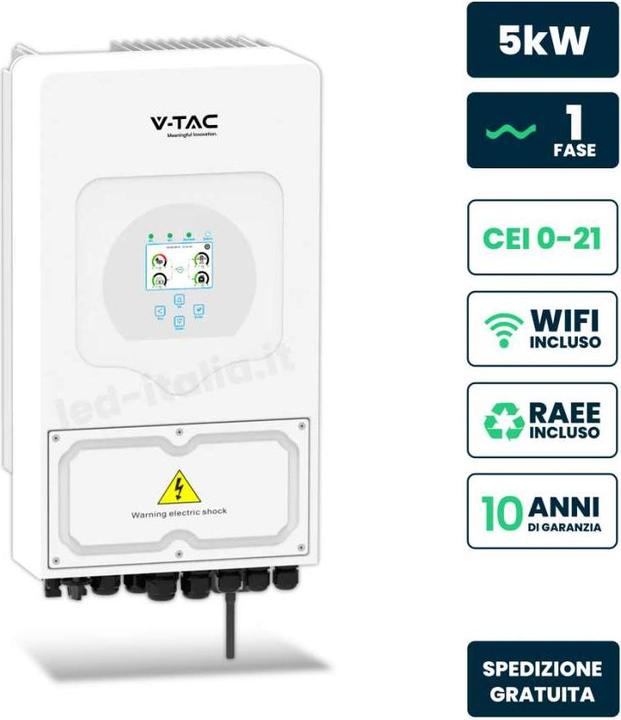 Image du produit V-TAC SUN5KSG03LP1EU Onduleur photovoltaïque hybride monophasé5 kW