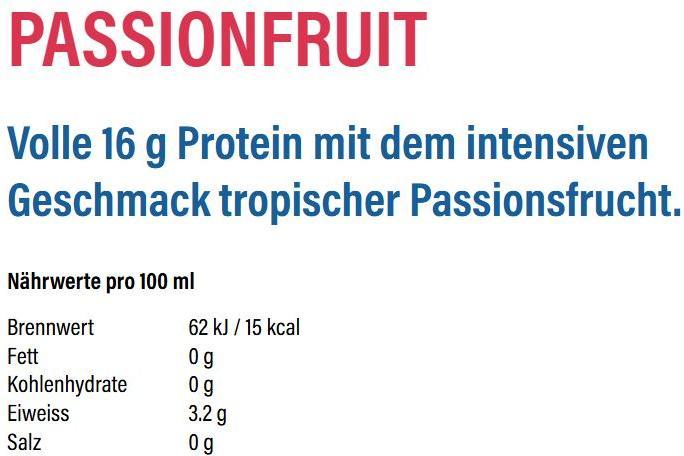 Nährwerte und Zutaten Amira Proteinwasser Passionfruit (500ml) (Passionsfrucht, 5 x)