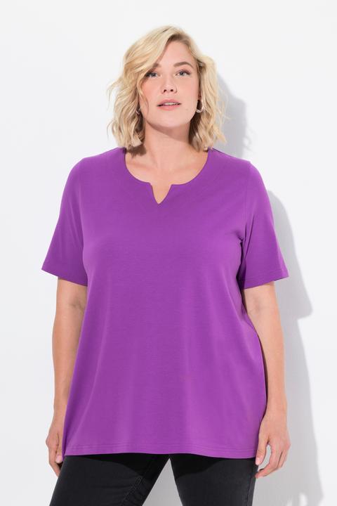 Immagine prodotto Ulla Popken T-shirt dal taglio svasato con scollo a tunica e mezze maniche (42, 44)