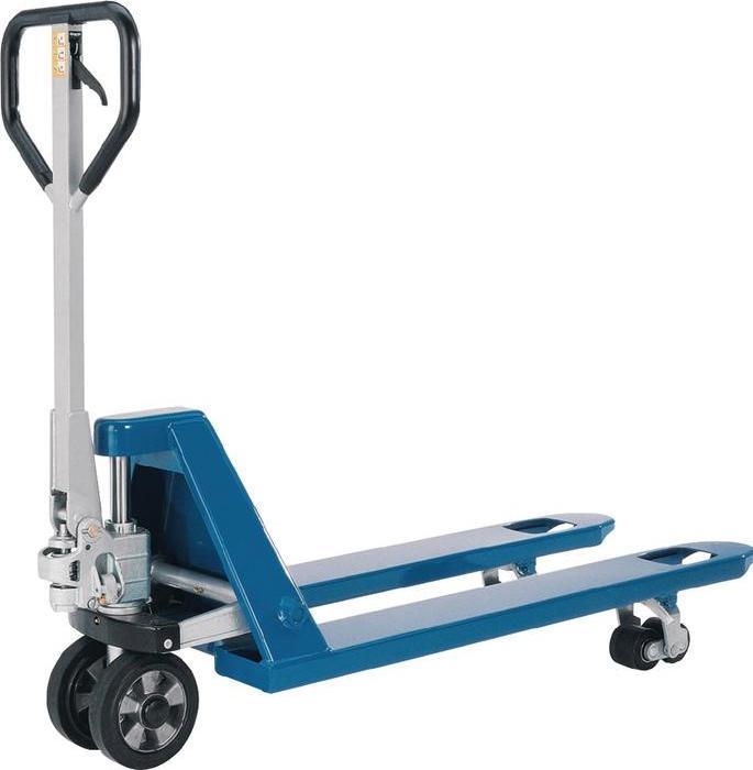Actual product image Pfaff Pallet truck Fork-l. 1150 mm Trgf. 2500 kg Steel sky blue, RAL 5015 Solid rubber/PUR