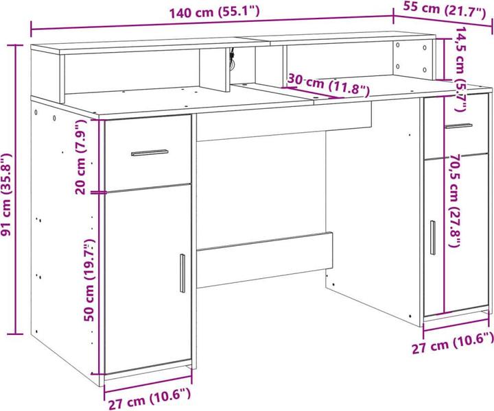 Immagine prodotto vidaXL Schreibtisch (140 x 55 x 91 cm)