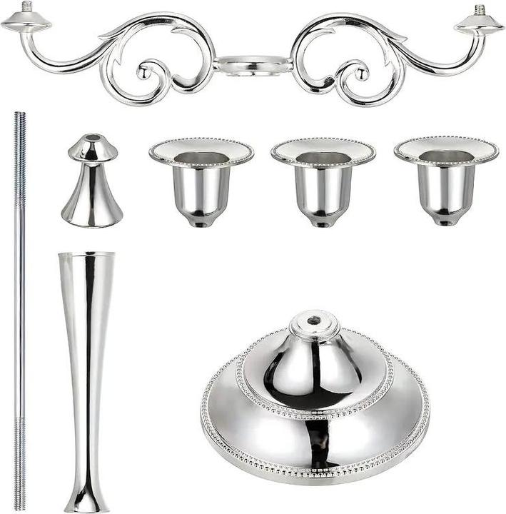 Actual product image Cbx Kerzenständer 3 Köpfe, Kerzenleuchter 3-armig, Kerzenhalter Silber