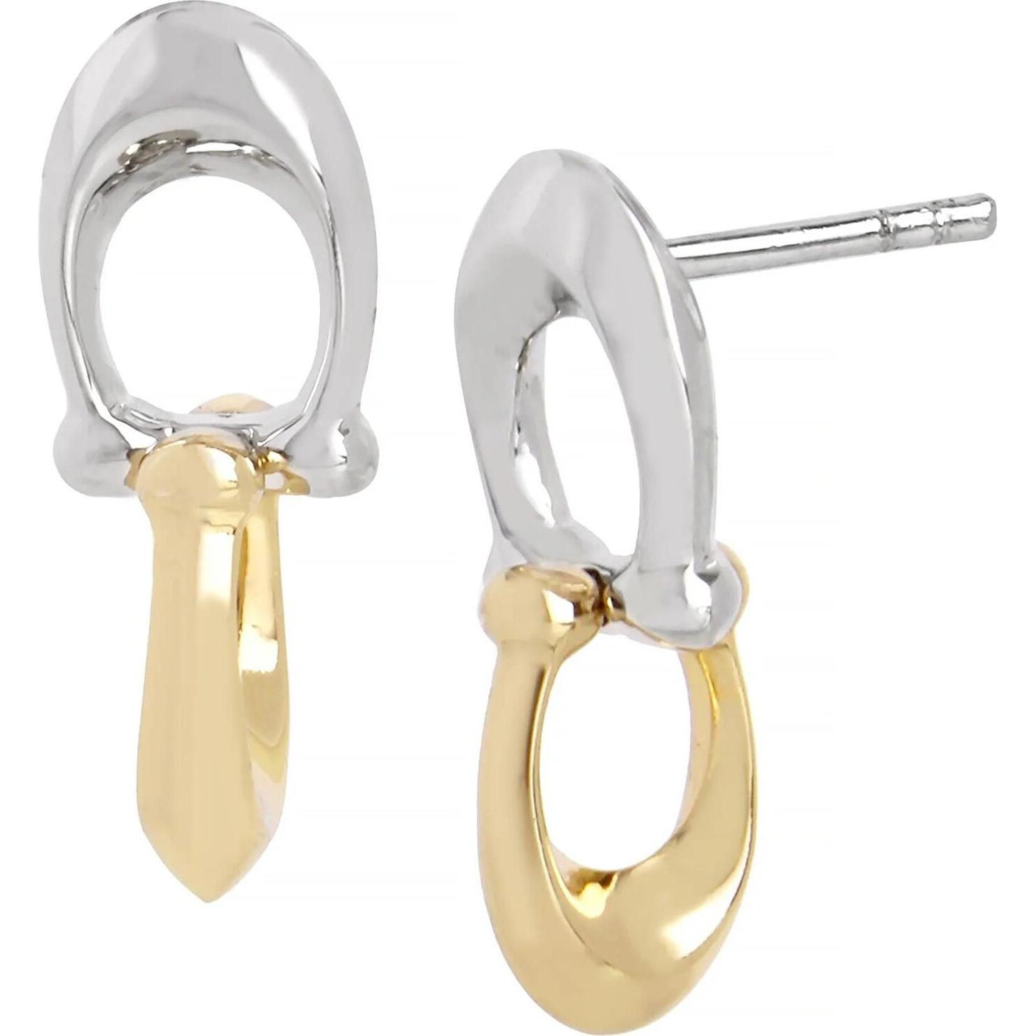Coach, Orecchini, - Hanging bicolor earrings made of brass 37351443TWO974, (Ottone)