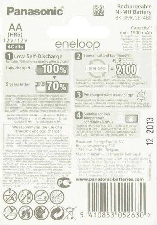Produktbild Panasonic Eneloop BK-3MCC Mignon AA Tray 4 Stück und LCD Ladegerät BC 700 (4 Stk., AA, 2000 mAh, Ladegerät inkl. Akku)