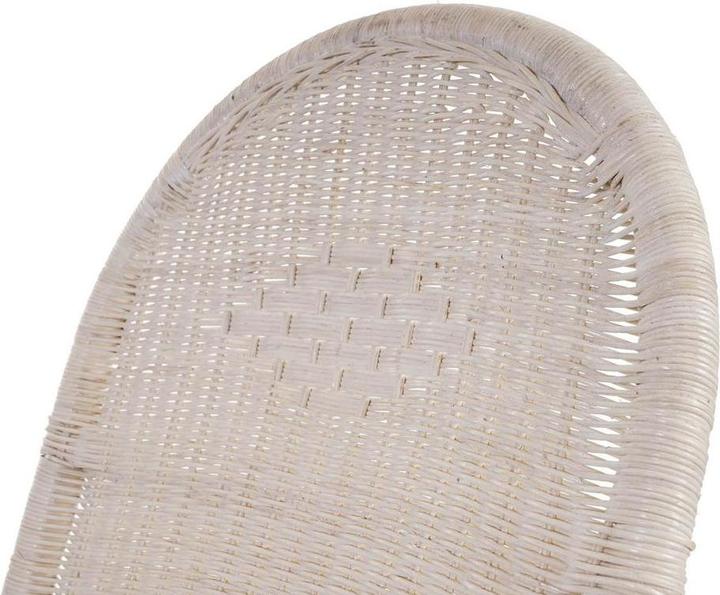Immagine prodotto Swisshandel24 Sedia a dondolo, Poltrona in rattan, bianco - cuscino crema