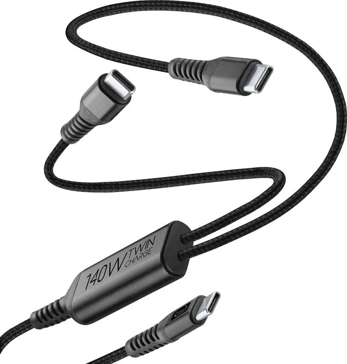 Image du produit Cellularline CELLULAR LINE Twin Charge Cable USB-Kabel (USB C, 1.5 m, 140 W (1.50 m, 140 W)