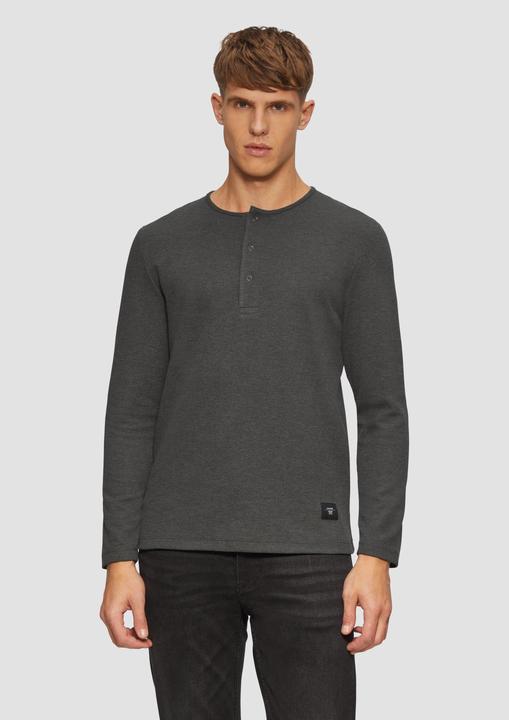 Produktbild s.Oliver T-Shirt Geripptes Langarmshirt mit Henley-Ausschnitt (S)