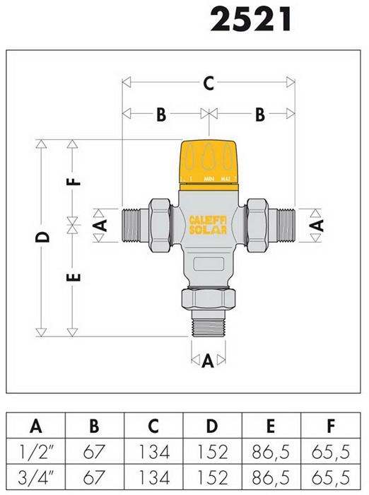 Produktbild Caleffi Solar-Thermomischer f Eingangstemperaturen b 100 GrC 3/4Zoll