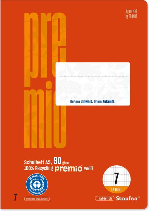 Staufen Notebook LIN7 A5 16 sheets 7mm chequered (A5, Checked, Soft cover)