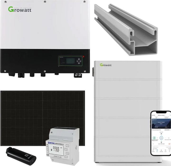 Growatt Solaranlage 7 kWp mit Batteriespeicher 7,68 kWh - Komplettset - Für alle Dachtypen (7800 W)