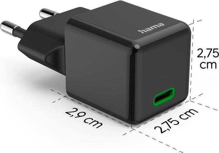 Image du produit Hama Chargeur rapide, USB-C, PD/Qualcomm®, Super-Mini-Charger, 20 W, noir (20 W, 1 portion)