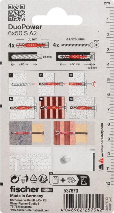 Actual product image Fischer DuoPower 6x50 S A2 K (4) (4 pcs.)