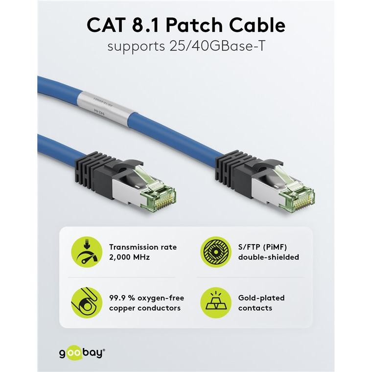 Thumbnail - Goobay Netzwerkkabel (S/FTP, CAT8.1, 3 m), Netzwerkkabel