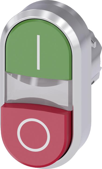 Actual product image Siemens SIRIUS ACT double pushbutton front element metal, high gloss, red/green