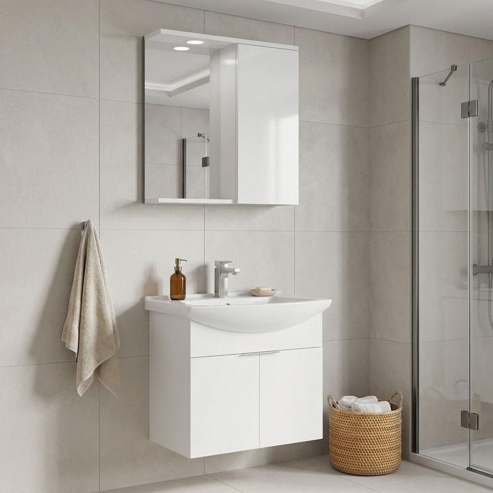 Produktbild Homitis Purus 65 Bathroom Cabinet With Sink & Mirror Set (2 Pieces)