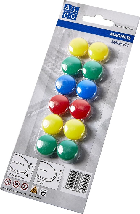 Actual product image Alco Flat magnets assorted, diameter : 20 mm (12 x)