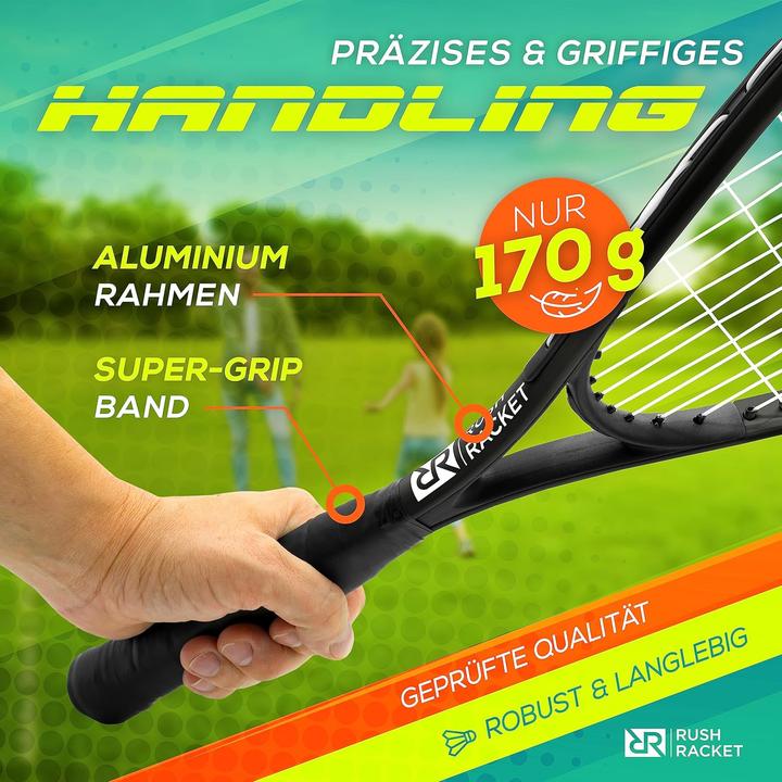 Produktbild Rush Racket RS3 Speed Badminton Set mit Feldmarkierungen
