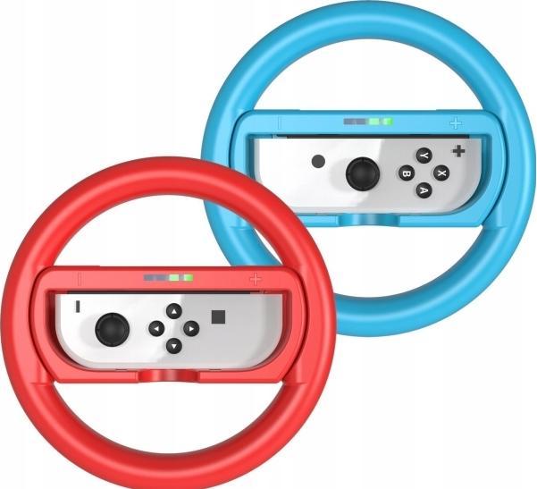 JYS 2x Manubrio + Supporto 2in1 per Nintendo Switch OLED e Nintendo Switch/Rosso e Blu (Switch, Switch OLED)