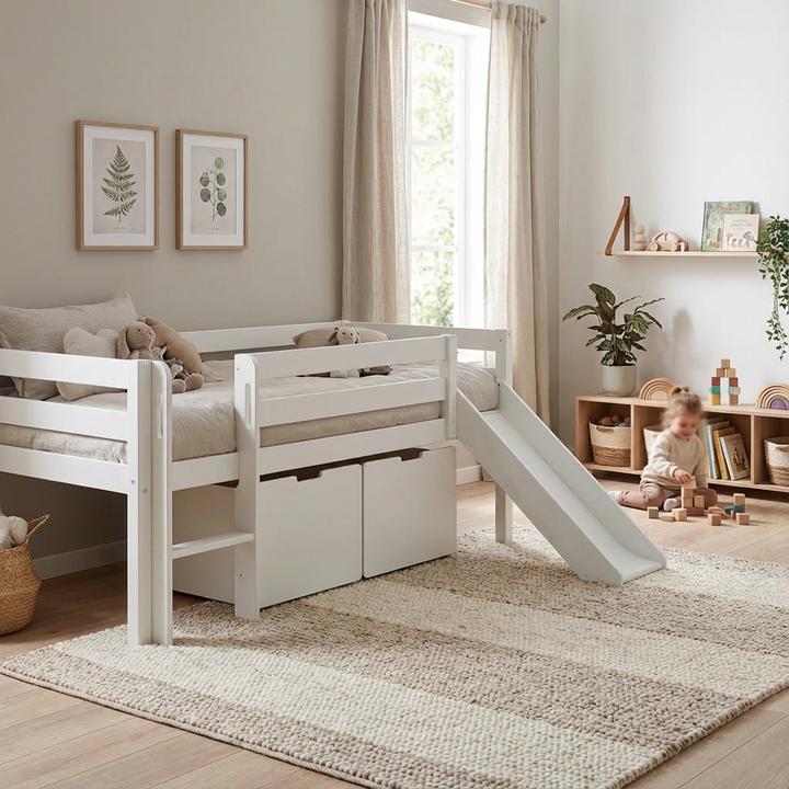 Image du produit Vipack Lit Pino avec toboggan et 2 tiroirs (90 x 200 cm)