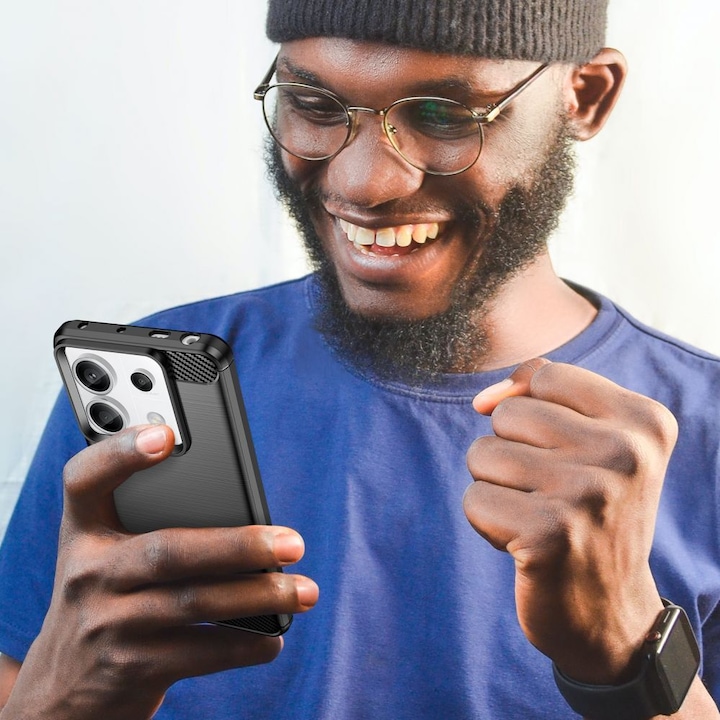 Produktbild Hurtel Carbon Case für Xiaomi Redmi Note 13 Pro+ - schwarz (Xiaomi Redmi Note 13 Pro+)