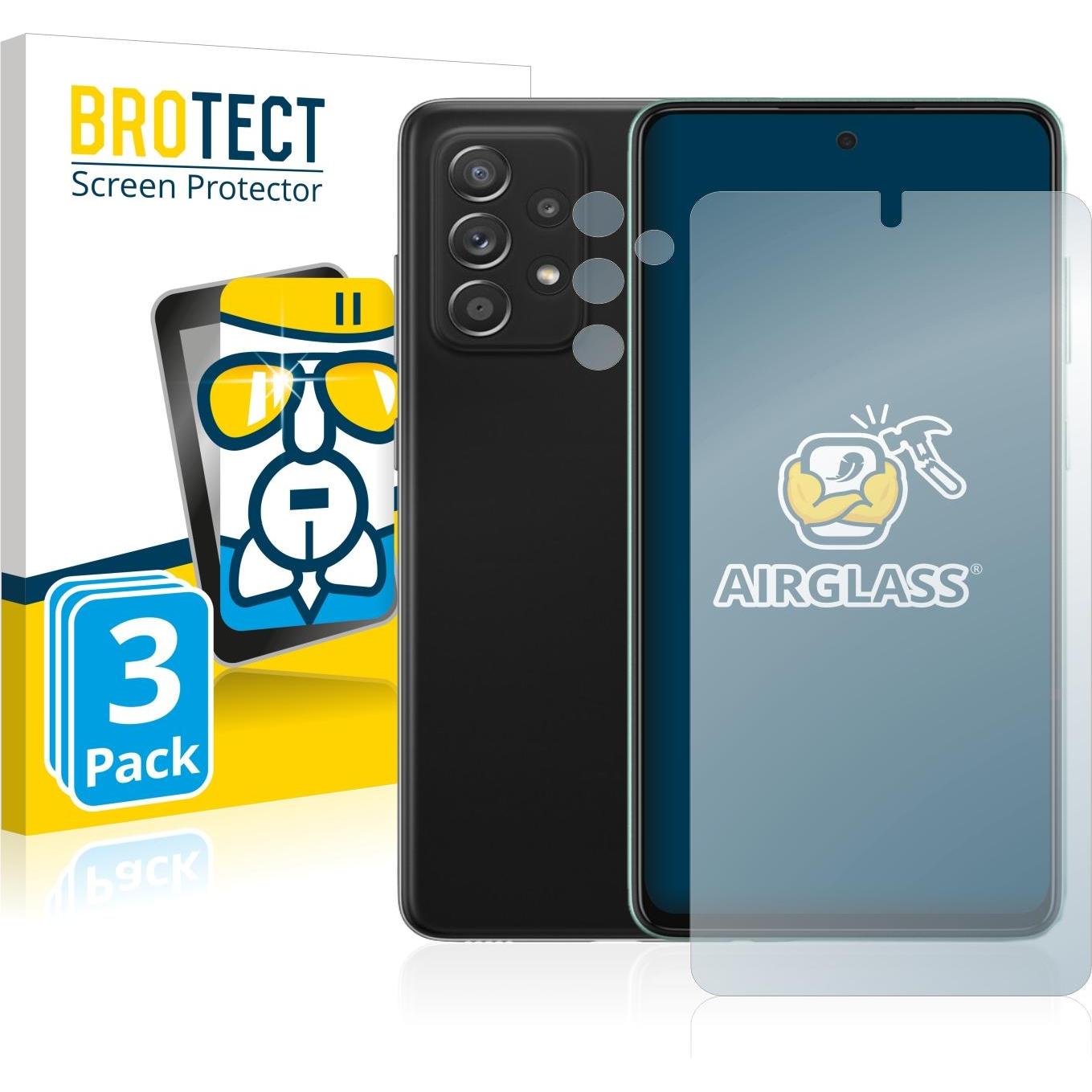 BROTECT AirGlass Panzerglasfolie (3 Stück, Samsung Galaxy A52s 5G), Smartphone Schutzfolie, Transparent