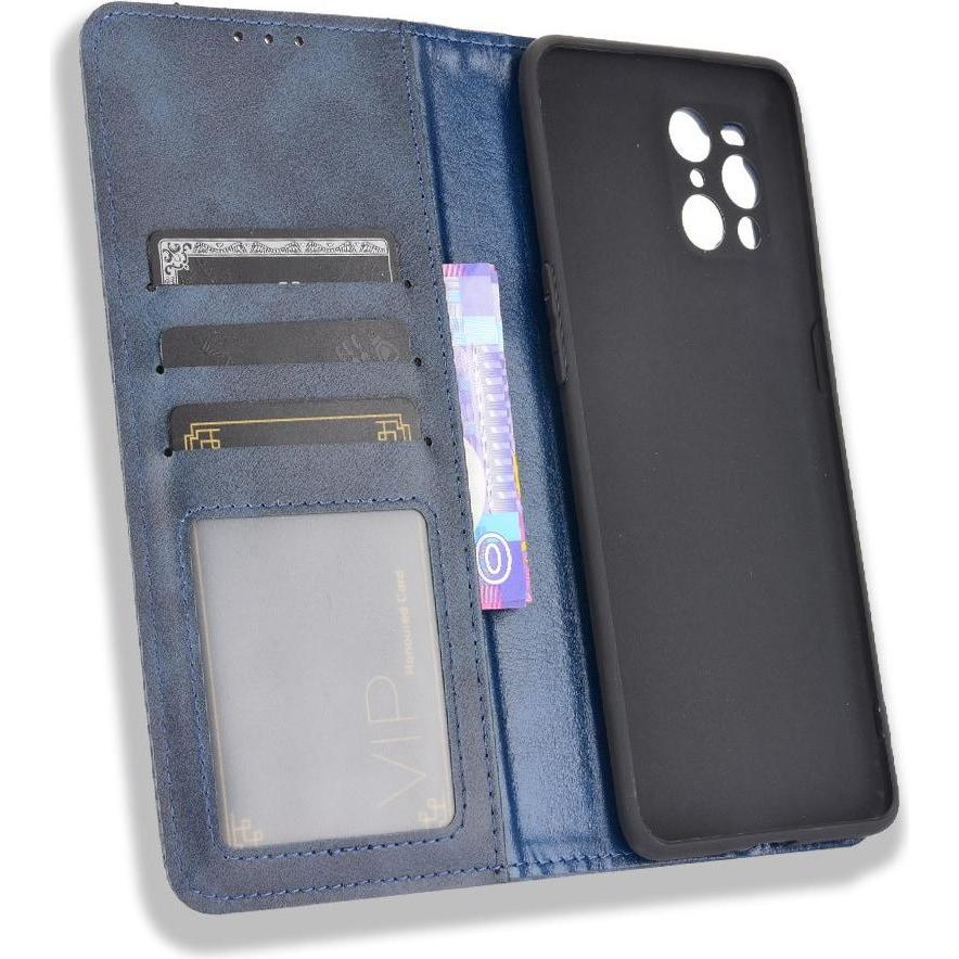Thumbnail - Cover-Discount OPPO Find X3 Pro - Stand Flip Case Hülle blau (Oppo Find X3 Pro), Smartphone Hülle, Blau