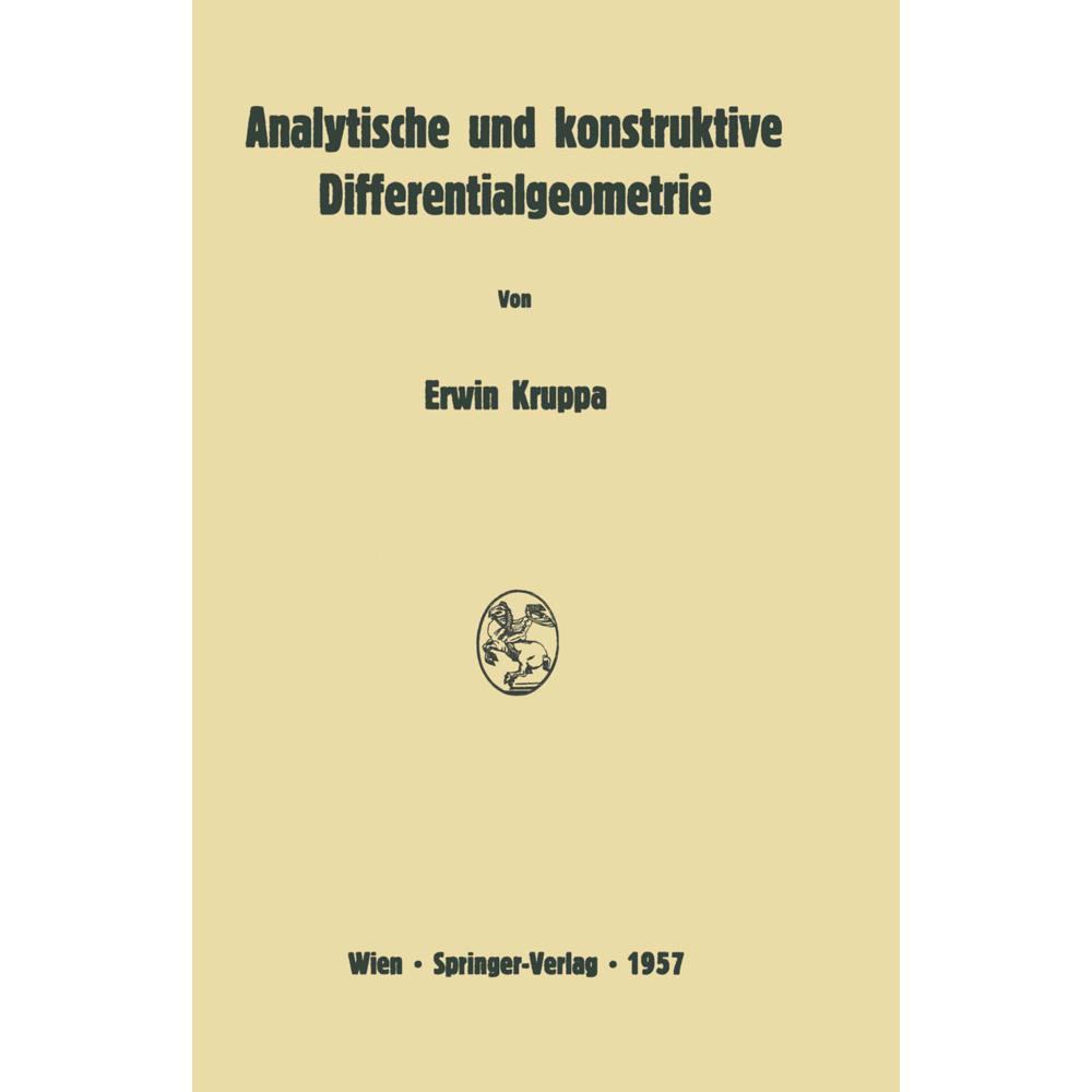 Analytische und konstruktive Differentialgeometrie, Fachbücher von Erwin Kruppa