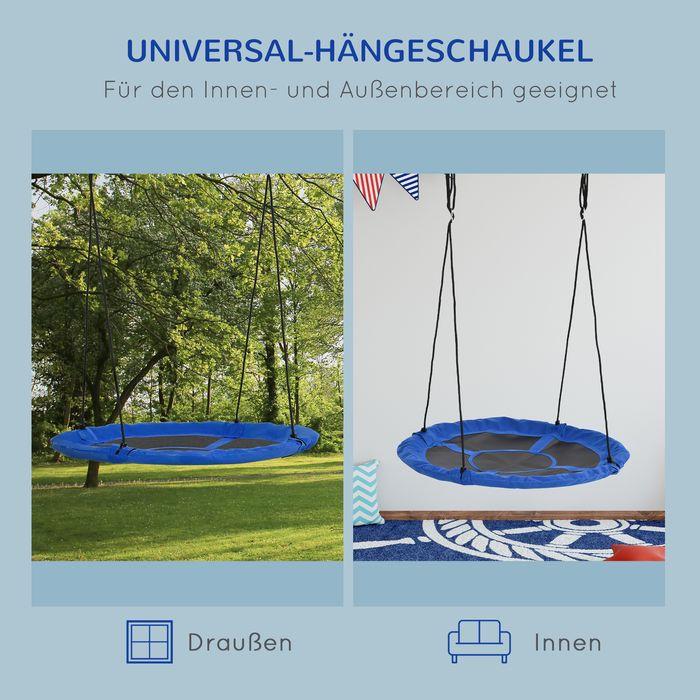 Produktbild Swisshandel24 Nestschaukel Ø110 cm, Hängeschaukel bis 150 kg, verstellbar Kinderschaukel, Tellerschaukel für 3-12
