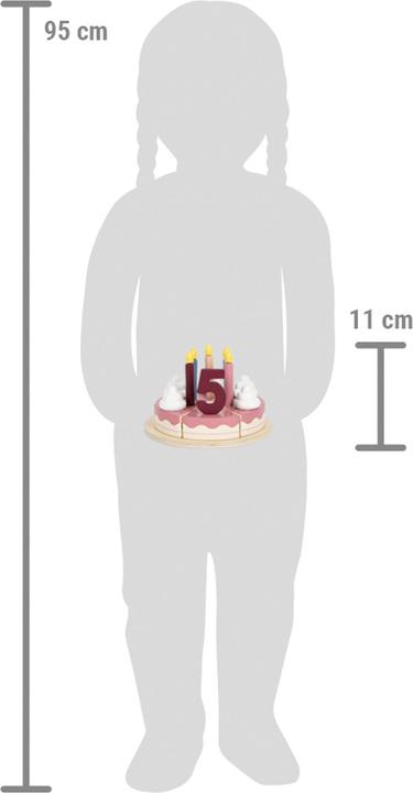Actual product image small foot Slicable wooden birthday cake, 18 pieces.