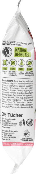 Actual product image dm alverde Organic Wild Rose Cleansing Wipes (Cleaning cloths)