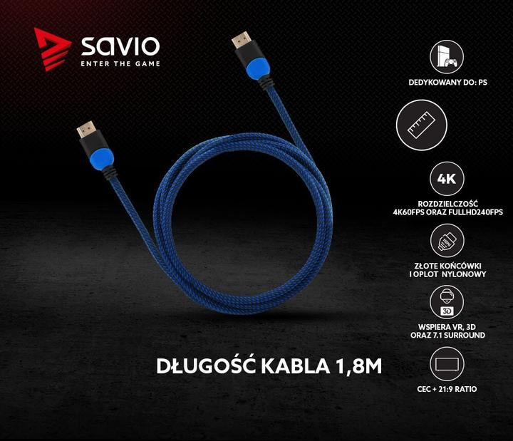 Actual product image Savio GCL-02 HDMI Cable HDMI Type A (Standard) (1.80 m)
