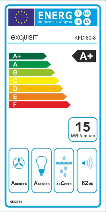Energie-Label Exquisit KFD 80-8 Schwarz Grossgeräte (Wandhaube)
