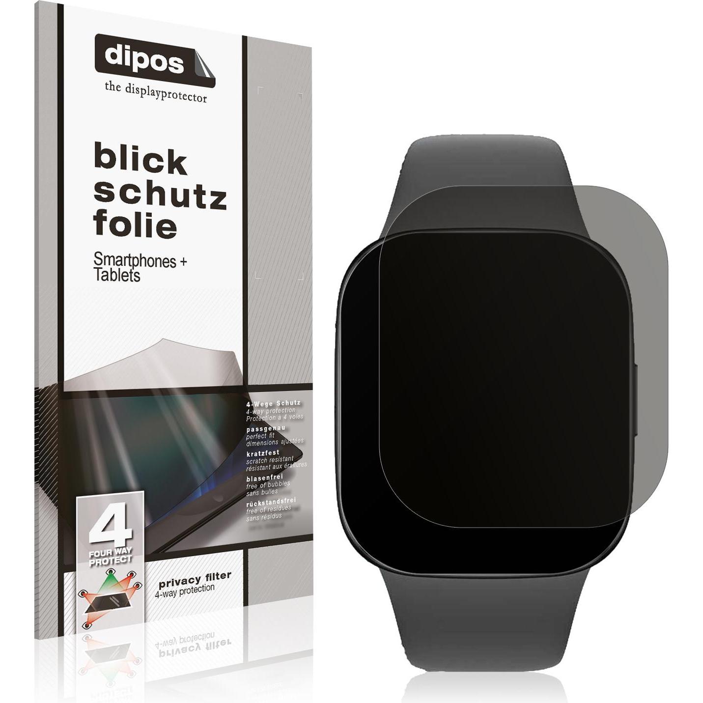 Dipos Blickschutzfolie 4-Way Privacy, Smartwatch Schutzfolie, Transparent