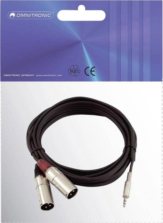 Actual product image Omnitronic Adapter cable 3.5 jack/2xXLR(M) 3m sw (3 m)
