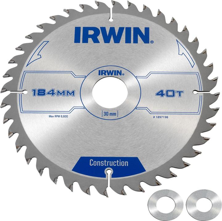 Produktbild Irwin IRW1897198 184 x 30 mm 40Teeth Kreissägeblatt mit ATB Mahlgrössen Zahn