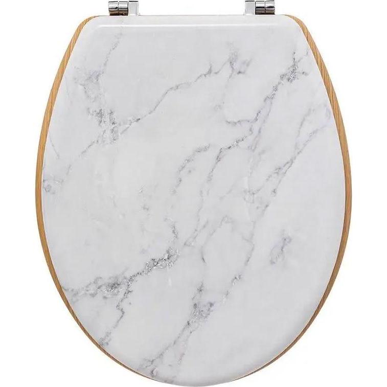 5Five, WC Deckel, Toilettensitz - Holz und weisser Marmor