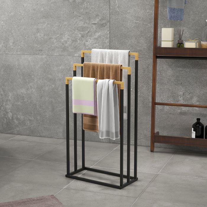Actual product image Swisshandel24 Freestanding towel rail, towel rack with 3 towel rails Bath towel rail Bathroom accessories S