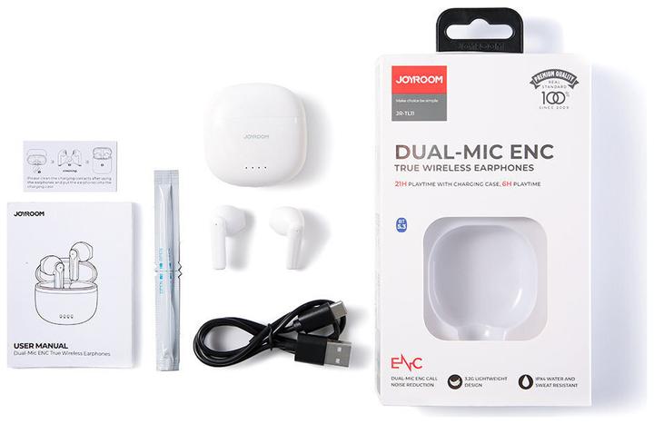Produktbild Joyroom JR-TL11 Dual-Mic ENC True Wireless Earphones -White (DNC, 48 h, Kabellos)