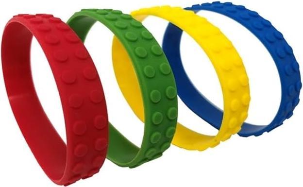 Actual product image Playwrite Rubber Building Block Bracelet (Pack of 6) (100% synthetic material)